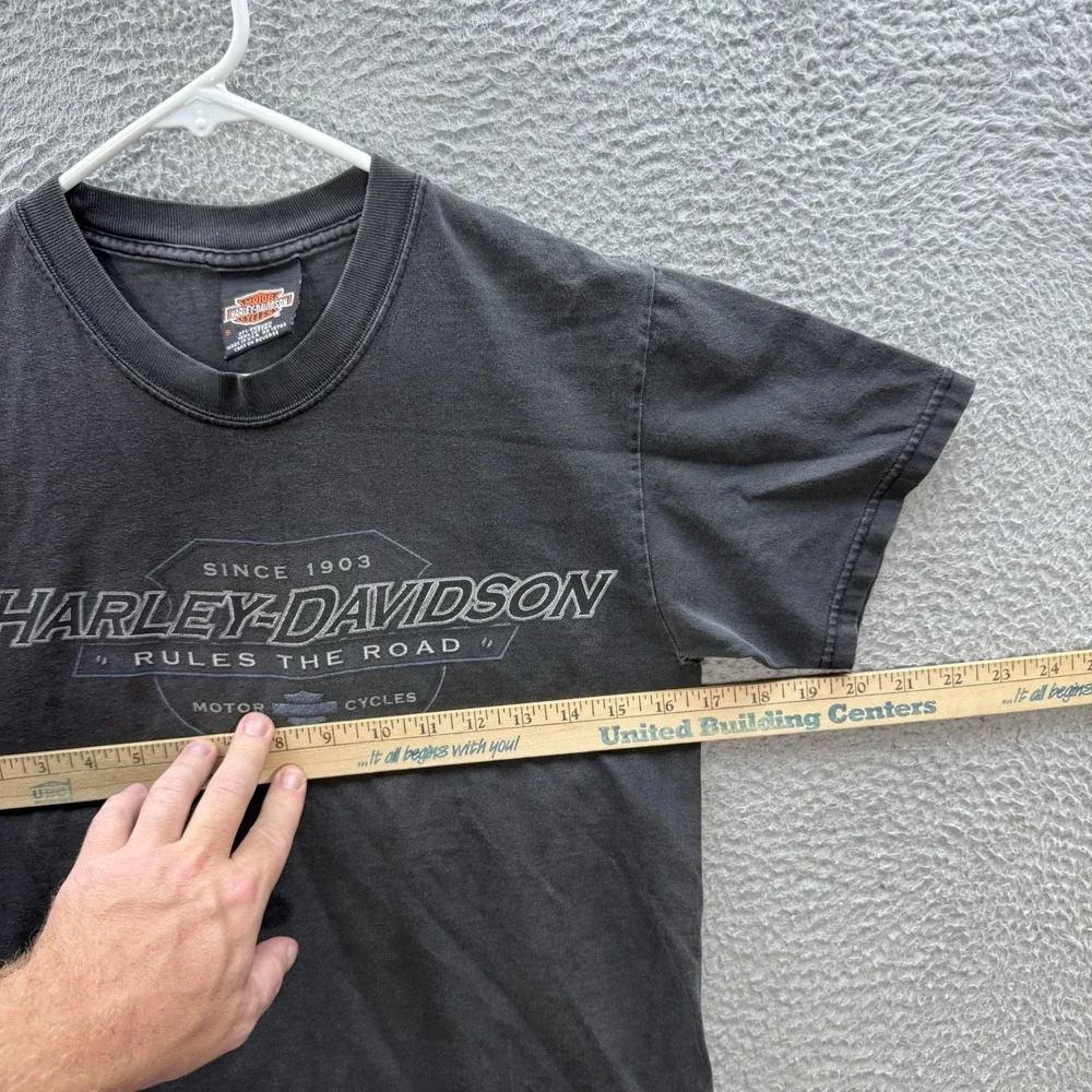 Vintage Harley Davidson Shirt Adult Small Black Biker Grunge Nature Faded USA - Picture 3 of 11
